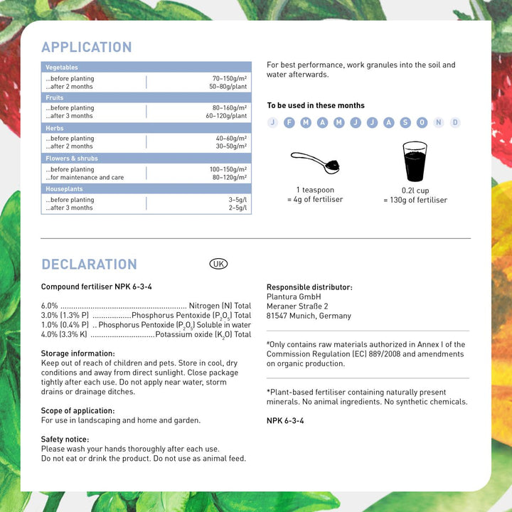 Product information for Plantura All Purpose Plant Food