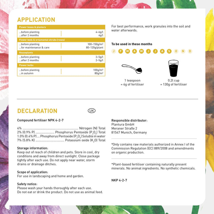 Product information for Plantura Flower Food