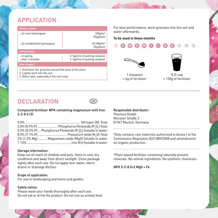 Product information for Plantura Hydrangea Food	Product information for Plantura Hydrangea Food