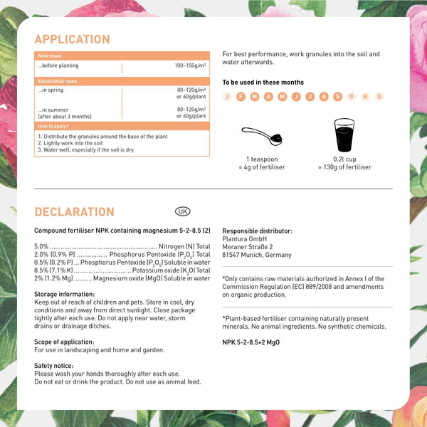 Product information for Plantura Rose Food