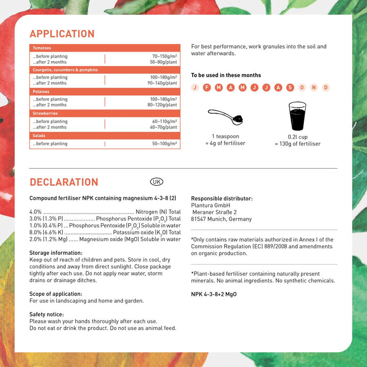 Product information for Plantura Tomato Food